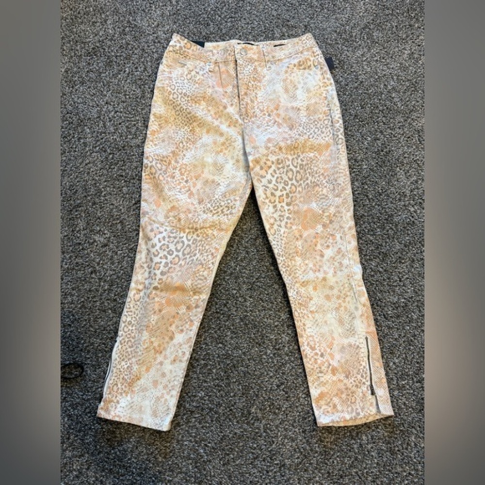 NWT 🐆 Nine West Sophia High Rise Crop Skinny Jeans Animal Print Size 10